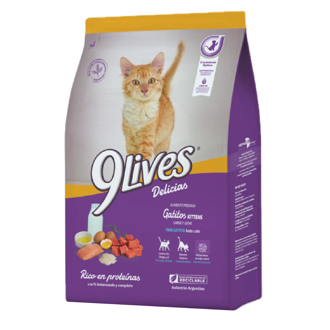 Alimento 9 Lives Gatito Cachorro Carne y Leche