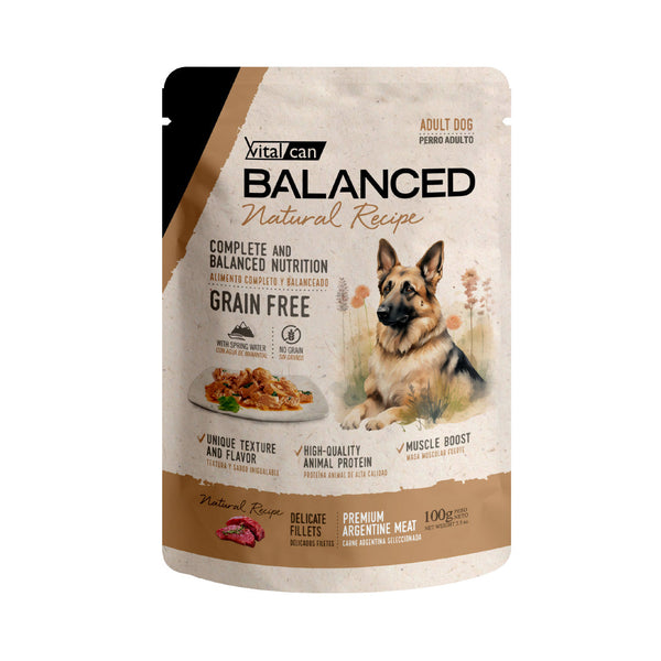 Pouch Balanced Perro Adulto Filetes Carne