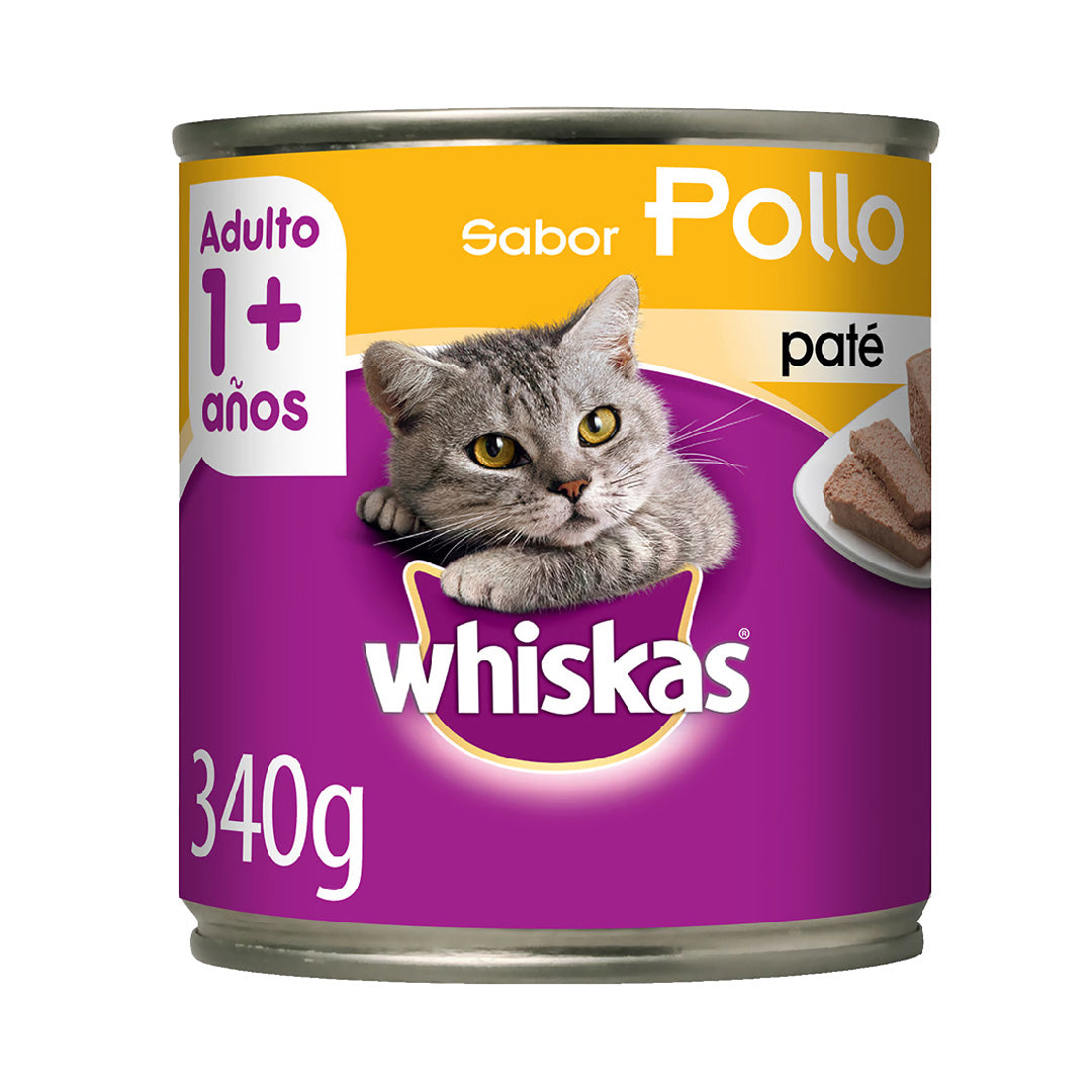 Lata Whiskas Gato Adulto sabor Pollo 340gr