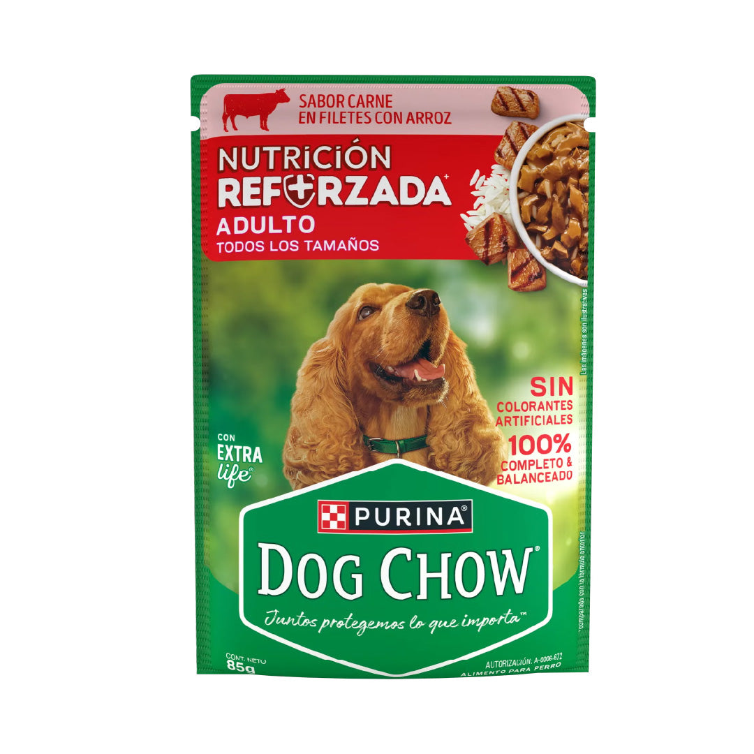 Pouch Dog Chow Nutrición Reforzada Perro Adulto Carne