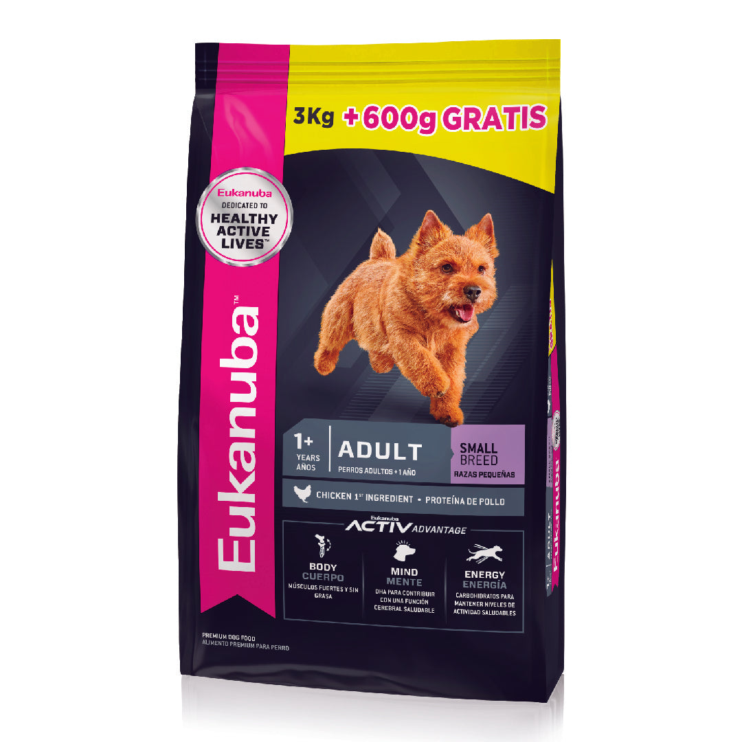 Alimento Eukanuba Perro Adulto raza Pequeña 3kg+600gr