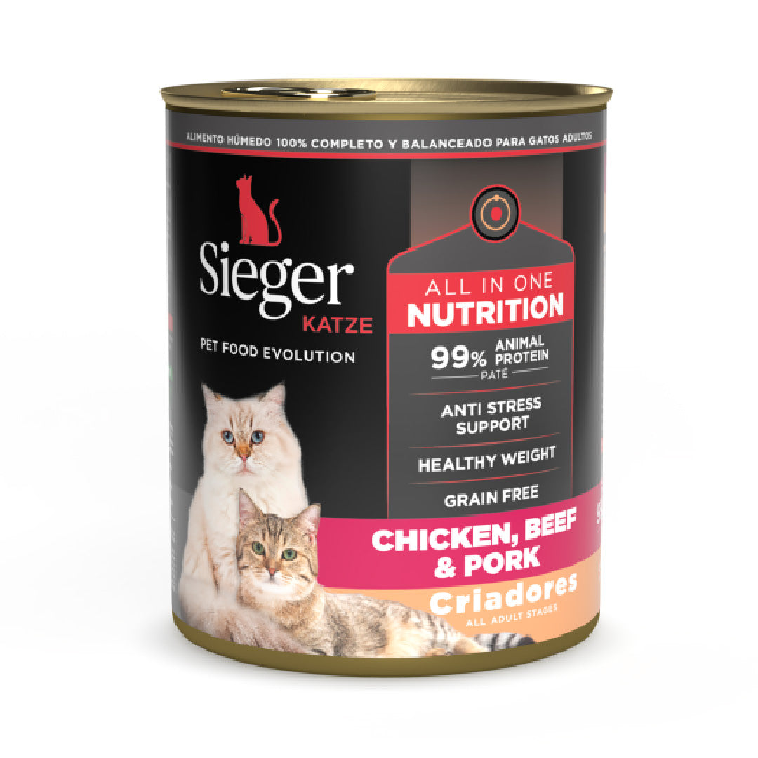 Lata Sieger Katze Criadores Gato Adulto sabor Pollo, Carne y Cerdo