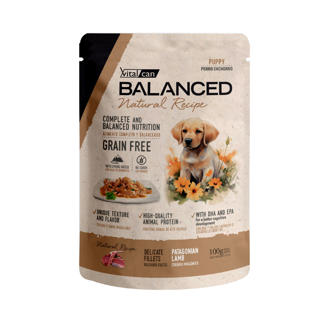 Pouch Balanced Perro Cachorro Filetes Cordero