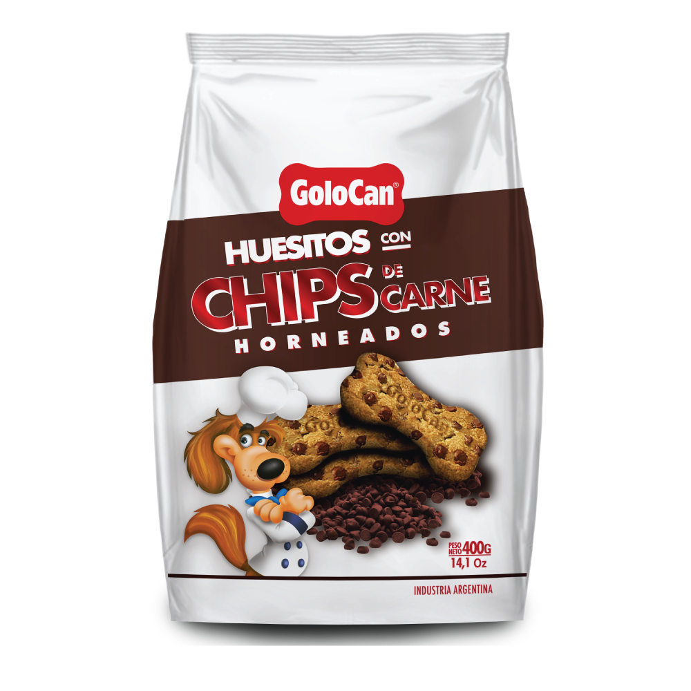 Huesitos Perro Golocan con Chip de Carne 500gr